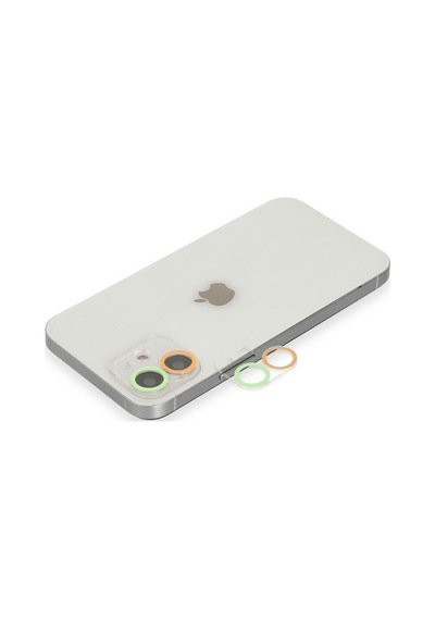 İphone 11 Renkli Kamera Lens Koruma Cam - Turuncu-yeşil