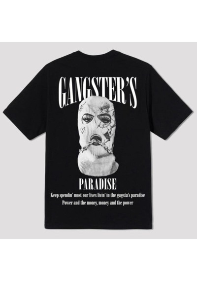 Flood Of Style Kadın Siyah Gangster's Baskılı Oversize Tshirt