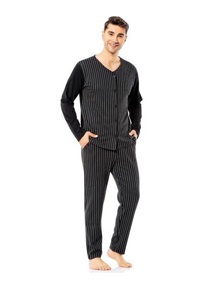 Erdem Siyah Erkek Kışlık Pijama Takımı 2022-12 Siyah
