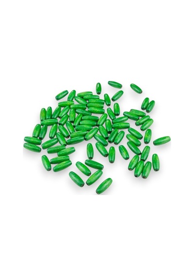 12 Mm Arpa Şeritli Türbe Yeşili 22x6 Mm Ahşap Boncuk 35 Gr 70 Adet