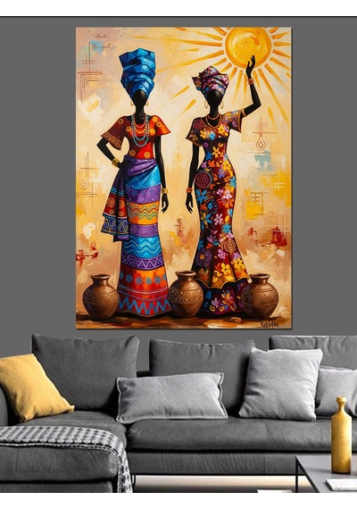Ahşap Tablo Afrika Dansçısı Tribal Kültür