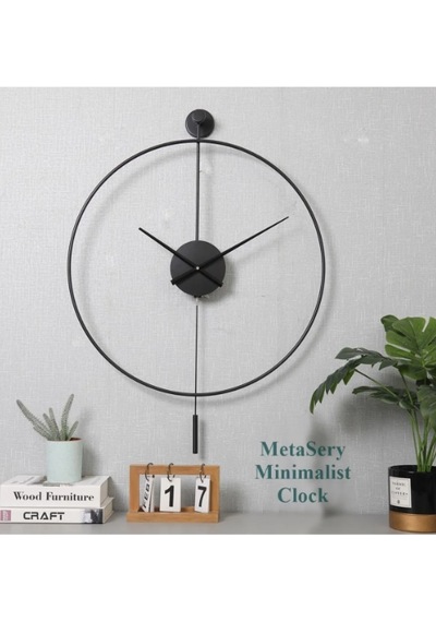 MetaQuartz Aksesuar (Orta Boy-38*58 cm)Siyah Tiktok , Siyah 18 Cm Metal Akrep Yelkovan