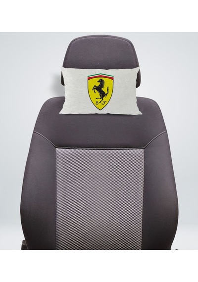 Bk Gift Ferrari Tasarımlı Dikdörtgen Araç Koltuk Yastığı-1