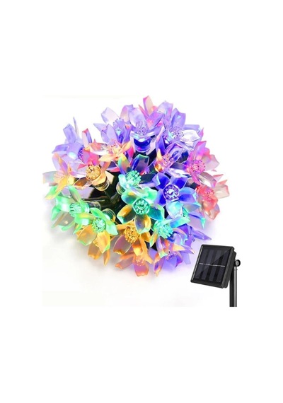 Solar Güneş Enerjili 30 Led Kiraz Çiçeği Ip65 Su Geçirmez Solar Işık Zinciri 6 Metre Rgb Gökkuşağı