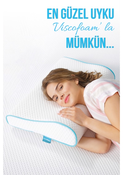 Viscofoam Hava Kanallı Ortopedik Boyun Destekli Yastık Visco Yastık 57x37x10-7cm