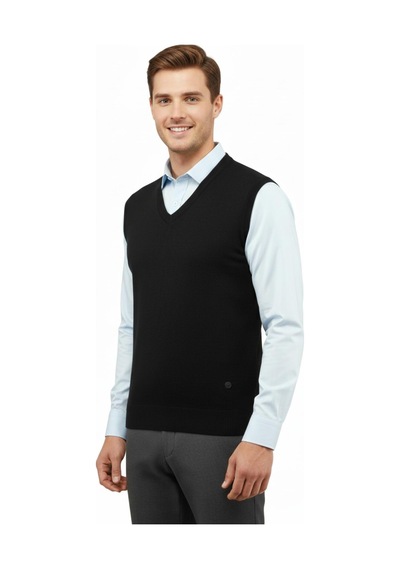 Çizgi Triko Erkek V Yaka Süveter Çelik Örgü Regular Kalıp 5200h Bgl-st04962 Siyah