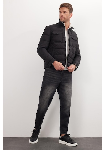 Tudors Erkek Regular Fit Klasik Kesim Çift Cepli Çıtçıt Kapamalı Siyah Mont-41602 Siyah