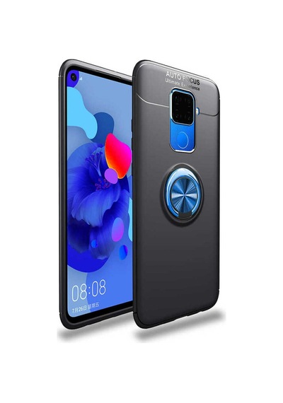 Huawei Mate 30 Lite Kılıf Zore Ravel Silikon Kapak Siyah-Mavi