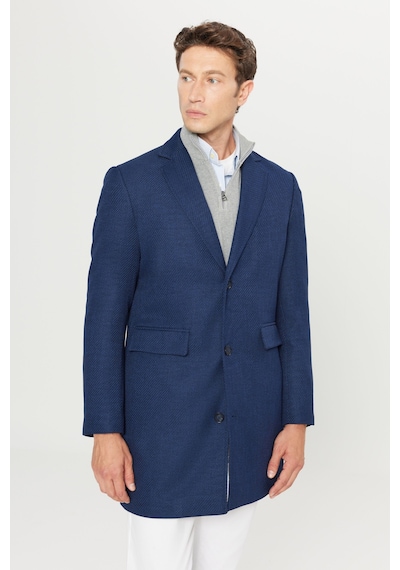 AC&Co / Altınyıldız Classics Erkek Lacı Standart Fit Normal Kesim Mono Yaka Desenli Kapak Cepli Palto Laci