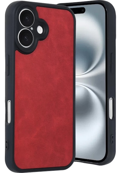 Newface Apple İphone 16 Kılıf Aras Deri Kapak - Kırmızı
