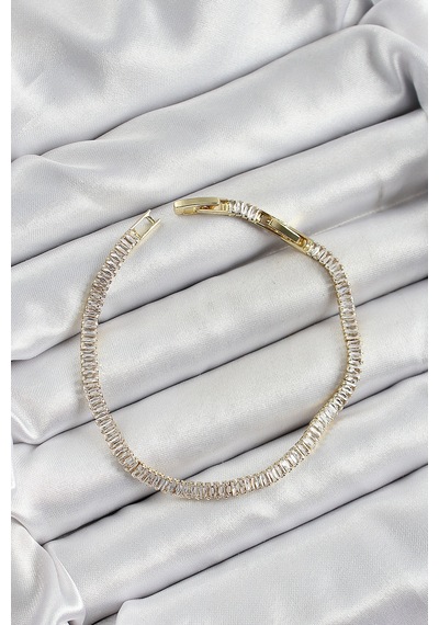 Pirinç Zirkon Taşlı Su Yolu Bileklik Gold Renk Çok Renkli 57308593