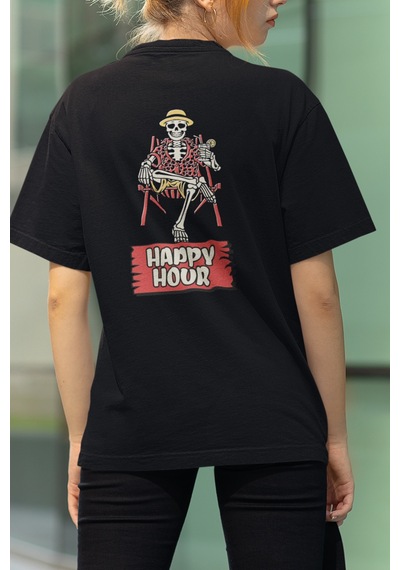 Happy Hour Ön - Arka Baskılı Tişört