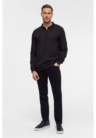 Süvari Siyah Regular Düz Fermuarlı Polo Yaka Sweatshirt Sw2013700020-s09 Siyah
