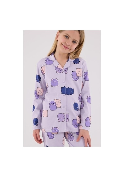 Rolypoly Kız Çocuk Gömlek Pijama Lila Mor/3-4yas