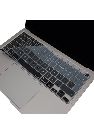 Türkçe Q Klavye Koruyucu Macbook Air A1932 A2179 A2337 M1 Uyumlu Uk Iso Ters L Enter Ultra İnce Silikon Keyboard Cover Siyah Gri