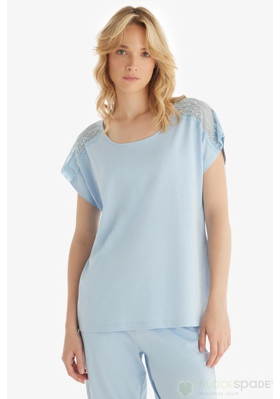 Blackspade Kadın Premium Kısa Kol Mavi Pijama Takımı C6t4n8o15 mavi