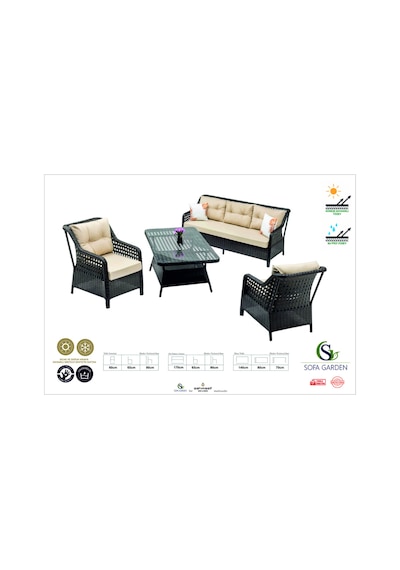 Sofa Garden Erciyes 3-1-1 Masa El Örgüsü Rattan Takım Bahçe-balkon-cafer Kahverengi