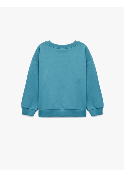 Koton Pamuklu Uzun Kollu Bisiklet Yaka Köpek Baskılı Sweatshirt Yeşil 6wmb10246tk Yeşil