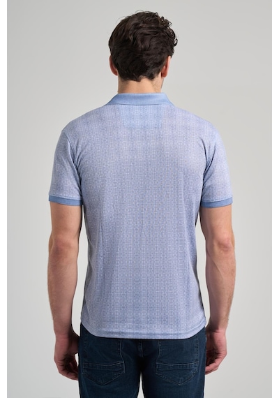 Mavi Kısa Kol Baskılı Pike Polo Yaka Cepsiz Esnek Casual Slim Fit Tişört 1011250150 Mavi