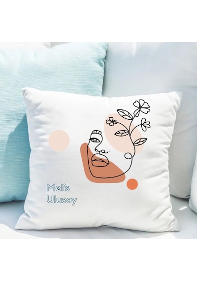 Kişiye Özel 8 Mart Kadınlar Günü Saten Yastık Kılıfı 50x50 Cm İsim Baskılı Dekoratif Kırlent Kılıfı İçi Boş Beyaz