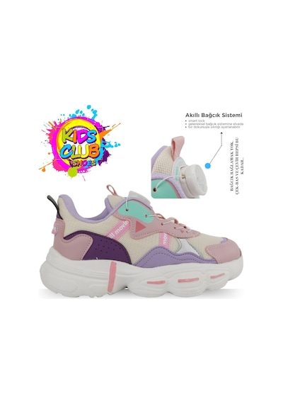 Cool Rex Akıllı Bağcık Mekanizmalı Ortopedik Çocuk Spor Ayakkabı Pudra