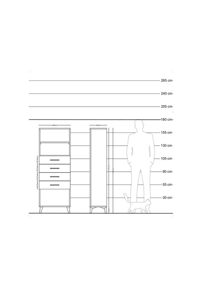 Arges Dolap 2 Raflı 4 Çekmeceli 60x30x163 Çam-çam Atlas Çam