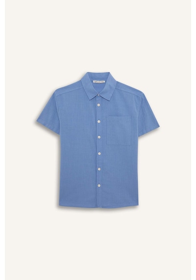 Defacto Erkek Çocuk Oversize Geniş Kalıp Polo Yaka Kısa Kollu Gömlek E5832a825hsbe422 Mavi