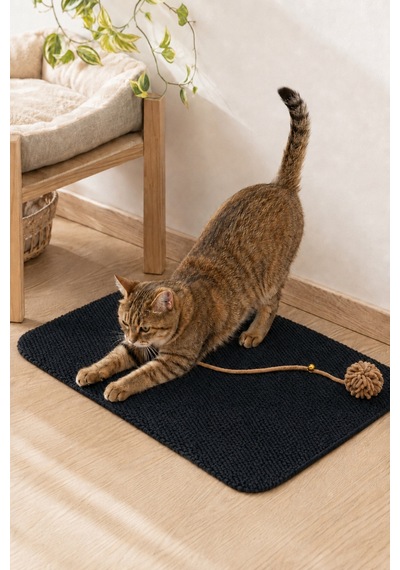 Kedi Tırmalama Paspası Çıngıraklı Toplu Oyun Halısı Kedi Yatma Dinlenme Alanı Tırmalama Matı Ev İçi Kedi Oyuncağı