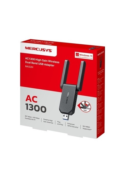 Mercusys Ma32h, Ac1300 Mbps, Çift Bant, Usb 3.0, Yüksek Çekim Güçlü Wi-fi 5 Usb