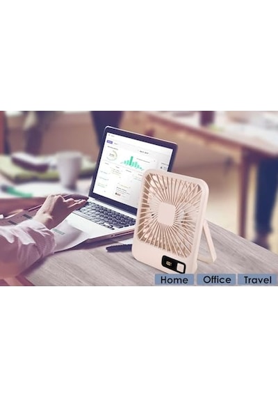 Küçük Masa Fanı, Taşınabilir Usb Şarj Edilebilir, 2000mah Pil Ve Lcd Ekranlı Eğilebilir Katlanabilir Kişisel M