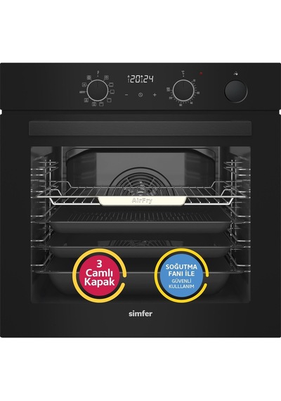 Simfer 11 Fonksiyon Steam Master Siyah 2'li Ankastre Set (8244 Fırın + 3653 Ocak)