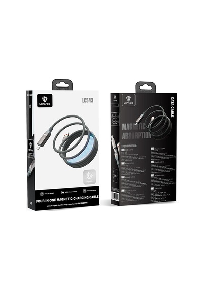 Lenyes Lc543 4in1 Hızlı Şarjlı Usb-a - Type-c + Type-c To Lightning Data Ve Şarj Kablosu 240w 1m Gri