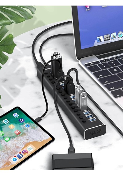 Alüminyum 16 Port Usb 3.0 Data Hub Çoğaltıcı 12w 8.3a Tr Adaptör