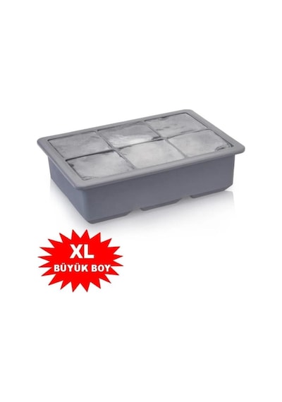 Mithra Life 6 Lı Büyük Boy Kare Silikon Buz Kalıbı Mıt1073 Gri - Siyah
