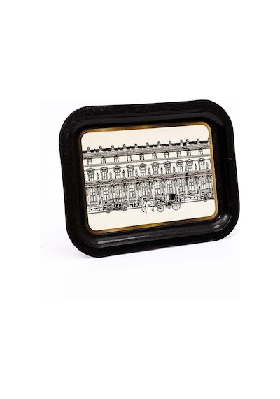 Urban Desenli Metal Klasik Tepsi, 23,3 X 30,7 Cm