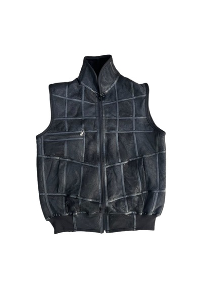 Lnleather Patchwork Içi Kürk-Dışı Süet Hakikideri Yakalı Trikodetaylı Yelek