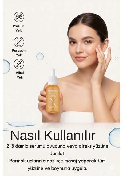 Ronanna C Vitamini Serum Leke Karşıtı,aydınlatıcı,nemlendirici Cilt Tonu Eşitleyici %20 Ascorbic Acid30ml