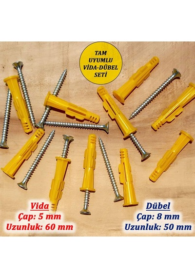 Tr Dübel Ve Vida Seti, Dübel 8x50 Mm Vida 5x60 Mm 10'lu Set