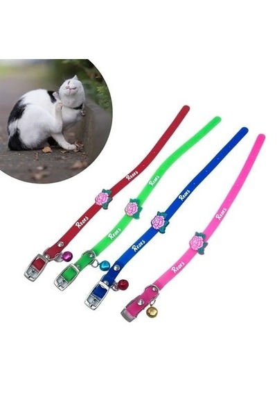 Çıngıraklı Zilli Sevimli Renkli Slikon Kedi Köpek Boyun Tasması 5332 Açık Bej - Bej