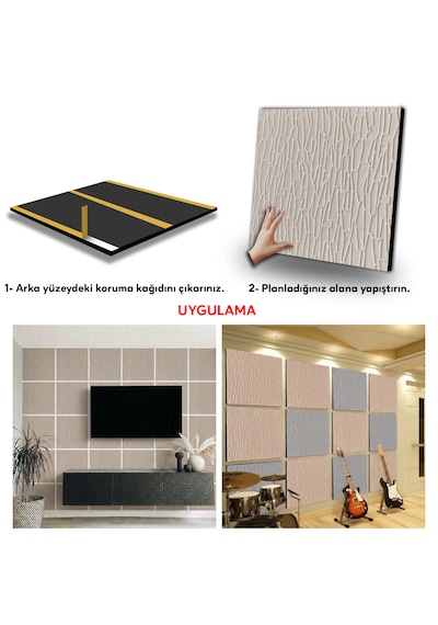 Tink Kendinden Yapışkanlı Akustik Ses Ve Isı Yalıtım Paneli Keçe Dekota Geometrik Desenli Ekru 49x49