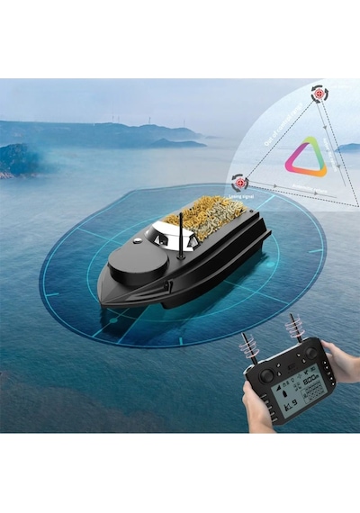 SAZAN YEMLEME (TEKNE VE BOTU)Flytec yeni V030 RC balık yemi teknesi GPS uzaktan kumandalı olta atıcı Siyah