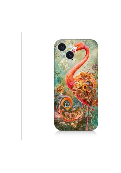Apple Uyumlu iPhone 15 Plus Renkli Flamingo Desenli Silikon Kılıf Silikon