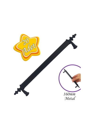 20 Adet Erciyes Kulp Siyah 160 Mm Kulp Mobilya Mutfak Dolabı Çekmece Dolap Kapak Kulpu Kulbu Metal Kulpları