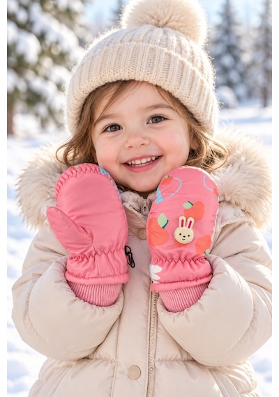 Miniko Kids Kitti 420-23 Kız 1-3 Kar Kayak Eldiveni Pembe
