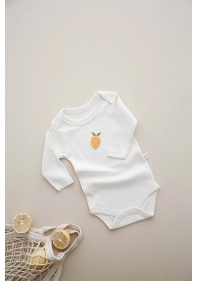 Ohlalakoala Limon Nakışlı Uzun Kollu Body Krem