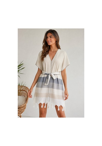 Dokubba - Kimono - Peştemal Kimono - Mikanos Kimono Ekru Mavi Çizgili Ekru Mavi Çizgili Dokubba - Kimono - Peştemal Kimono - Mikanos Kimono Ekru Mavi Çizgili Ekru Mavi Çizgili