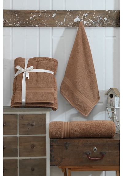 Eponj Home 2li Banyo Havlu Seti 90x160cm +50x90cm Ds Kahve Kahve