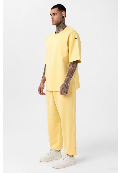 Paça Lastikli Basic Oversize Eşofman Takımı Sarı