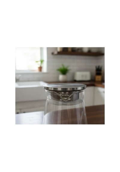 1800 Ml,büyük Boy Borosilikat Cam Sürahi,metal Süzgeç Kapaklı,su,limonata,detoks,çay, Sürahisi