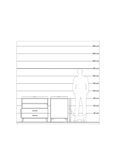 Kronos Şifonyer 2 Raflı 2 Çekmeceli 88x59x80 Çam-antrasit Atlas Çam